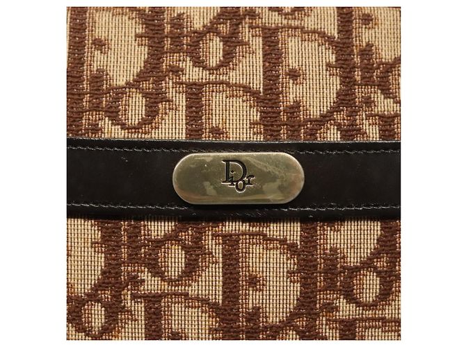 Borsa a Spalla in Tela Trotter Christian Dior Marrone Oro Auth 141040 D'oro - vista 19