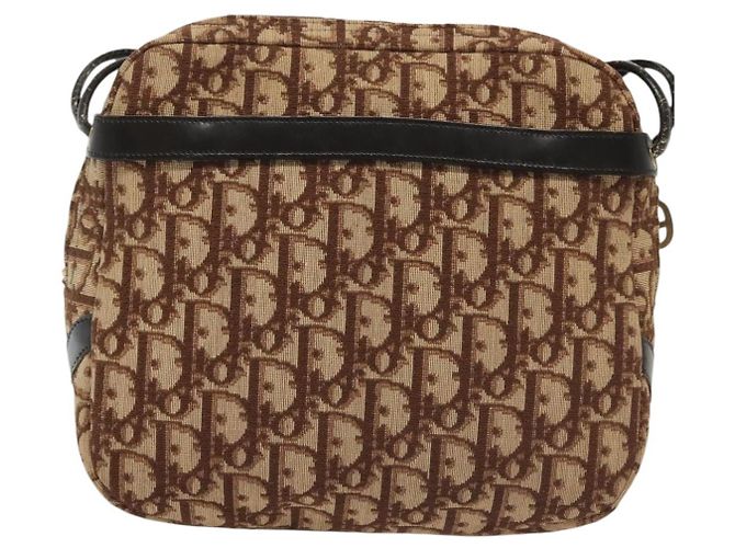 Borsa a Spalla in Tela Trotter Christian Dior Marrone Oro Auth 141040 D'oro - vista 2
