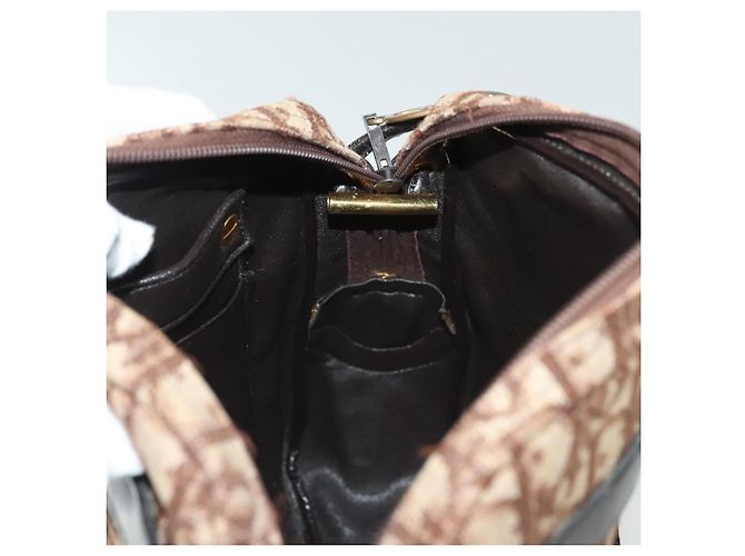 Borsa a Spalla in Tela Trotter Christian Dior Marrone Oro Auth 141040 D'oro - vista 20