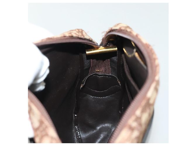 Borsa a Spalla in Tela Trotter Christian Dior Marrone Oro Auth 141040 D'oro - vista 21