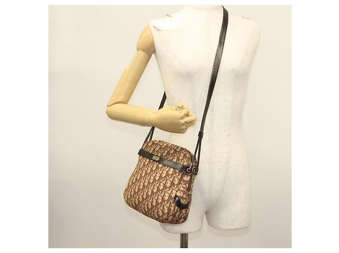 Borsa a Spalla in Tela Trotter Christian Dior Marrone Oro Auth 141040 D'oro - vista 23