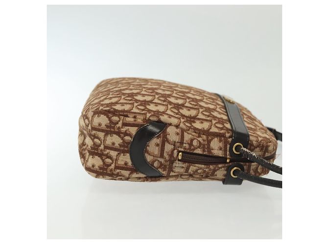 Borsa a Spalla in Tela Trotter Christian Dior Marrone Oro Auth 141040 D'oro - vista 3