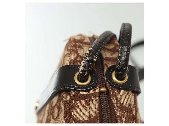 Borsa a Spalla in Tela Trotter Christian Dior Marrone Oro Auth 141040 D'oro - vista 9