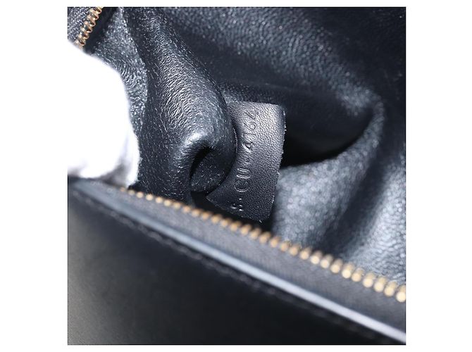 Céline CELINE Trapeze Piccola Borsa a Mano in Pelle 2in1 Blu Oro Auth bs29092 D'oro - vista 12