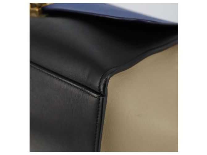 Céline CELINE Trapeze Piccola Borsa a Mano in Pelle 2in1 Blu Oro Auth bs29092 D'oro - vista 15