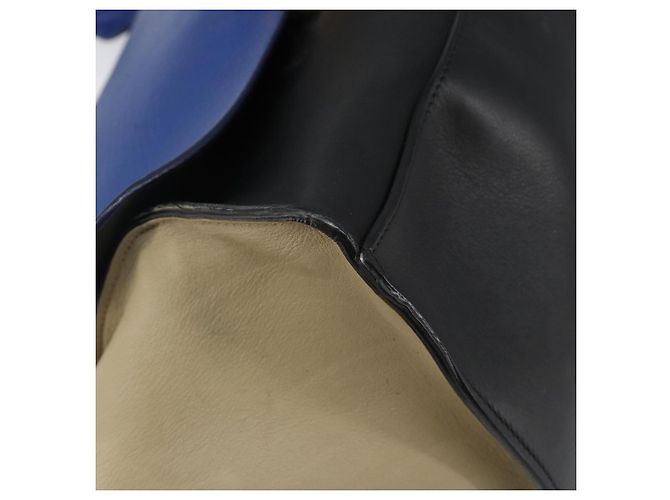 Céline CELINE Trapeze Piccola Borsa a Mano in Pelle 2in1 Blu Oro Auth bs29092 D'oro - vista 16