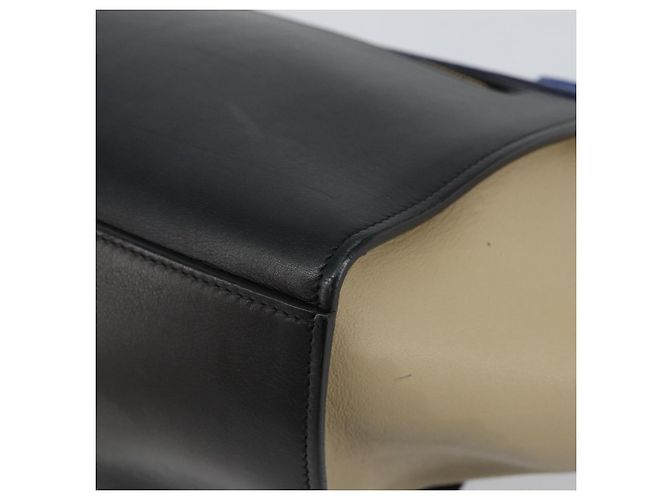 Céline CELINE Trapeze Piccola Borsa a Mano in Pelle 2in1 Blu Oro Auth bs29092 D'oro - vista 17