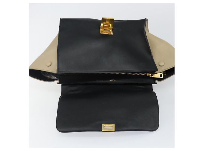 Céline CELINE Trapeze Piccola Borsa a Mano in Pelle 2in1 Blu Oro Auth bs29092 D'oro - vista 20
