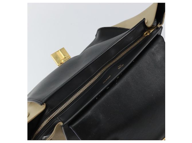 Céline CELINE Trapeze Piccola Borsa a Mano in Pelle 2in1 Blu Oro Auth bs29092 D'oro - vista 21