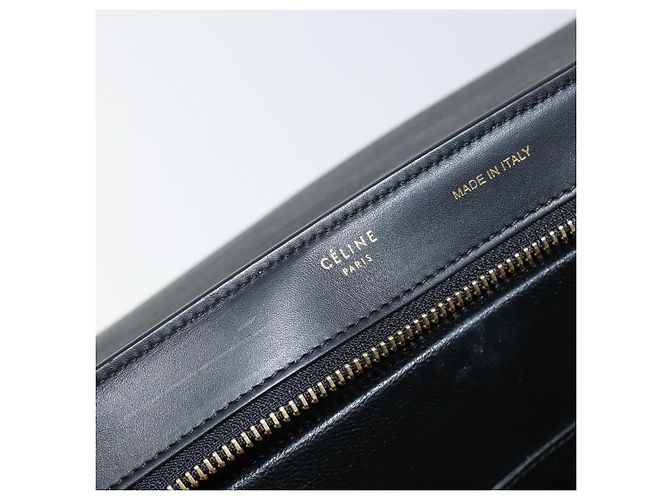 Céline CELINE Trapeze Piccola Borsa a Mano in Pelle 2in1 Blu Oro Auth bs29092 D'oro - vista 22