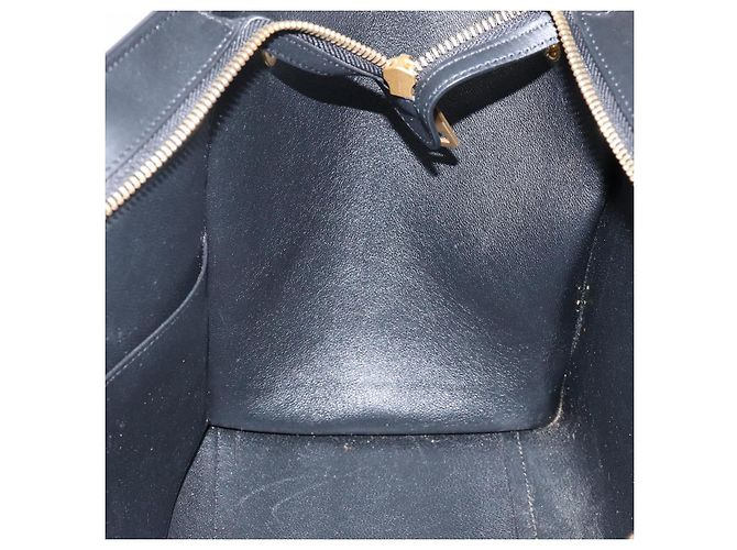 Céline CELINE Trapeze Piccola Borsa a Mano in Pelle 2in1 Blu Oro Auth bs29092 D'oro - vista 23