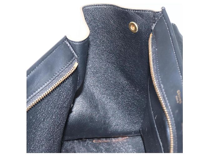 Céline CELINE Trapeze Piccola Borsa a Mano in Pelle 2in1 Blu Oro Auth bs29092 D'oro - vista 24
