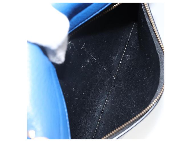 Céline CELINE Trapeze Piccola Borsa a Mano in Pelle 2in1 Blu Oro Auth bs29092 D'oro - vista 26
