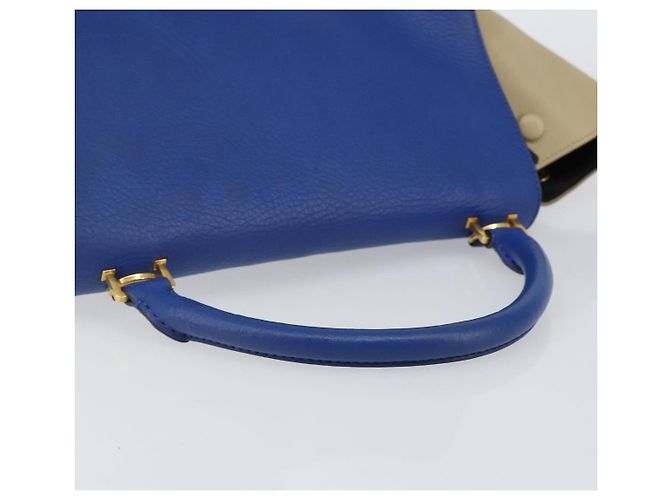 Céline CELINE Trapeze Piccola Borsa a Mano in Pelle 2in1 Blu Oro Auth bs29092 D'oro - vista 7