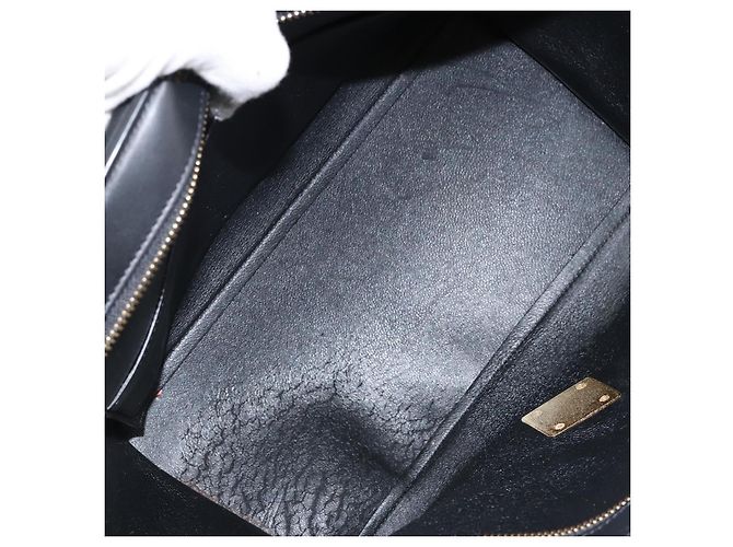 Céline CELINE Trapeze Piccola Borsa a Mano in Pelle 2in1 Blu Oro Auth bs29092 D'oro - vista 9
