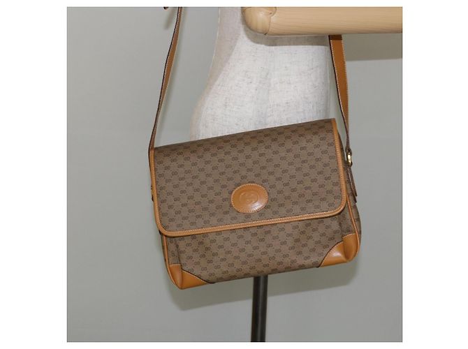 Gucci Borsa a Spalla Micro GG Supreme PVC Beige Oro 001 116 0924 Auth BA6004 D'oro - vista 23