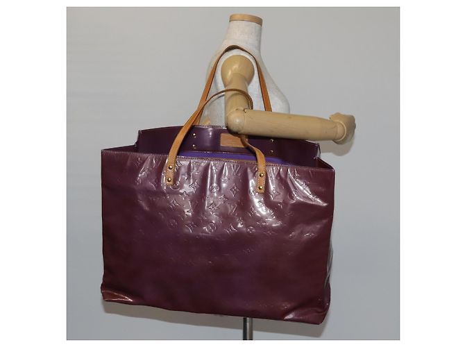LOUIS VUITTON Bolsa Tote Reade GM Monogram Vernis Roxo M91085 Auth 142176 - vista 23