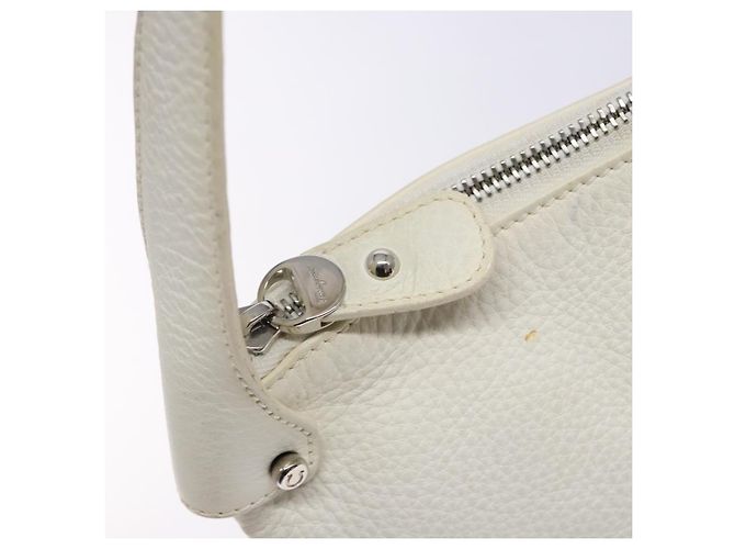 Borsa a Spalla Gancini in Pelle Bianca Argento Salvatore Ferragamo Auth 141105 Bianco - vista 10