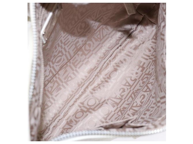 Borsa a Spalla Gancini in Pelle Bianca Argento Salvatore Ferragamo Auth 141105 Bianco - vista 11