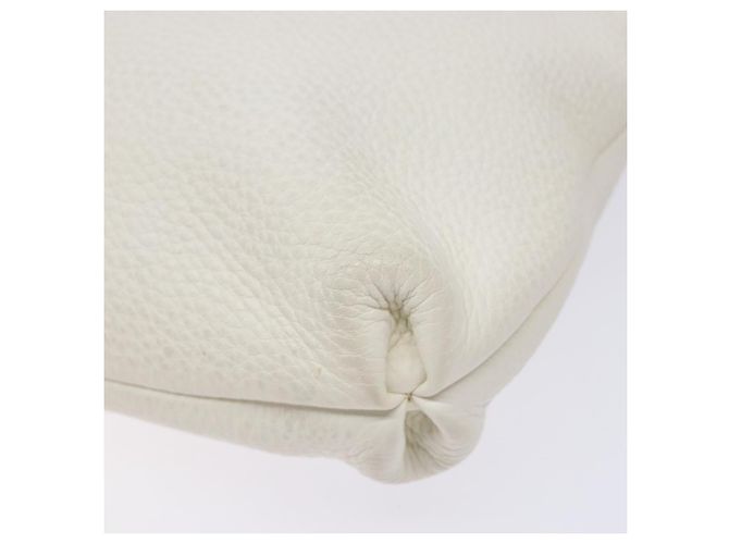 Borsa a Spalla Gancini in Pelle Bianca Argento Salvatore Ferragamo Auth 141105 Bianco - vista 16