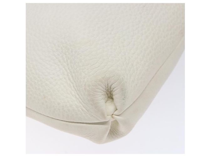 Borsa a Spalla Gancini in Pelle Bianca Argento Salvatore Ferragamo Auth 141105 Bianco - vista 17