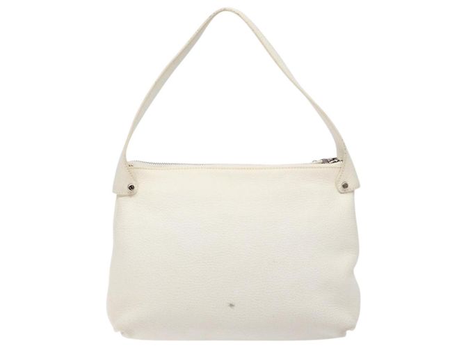 Borsa a Spalla Gancini in Pelle Bianca Argento Salvatore Ferragamo Auth 141105 Bianco - vista 2