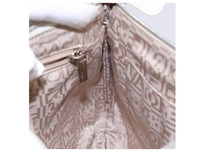 Borsa a Spalla Gancini in Pelle Bianca Argento Salvatore Ferragamo Auth 141105 Bianco - vista 20