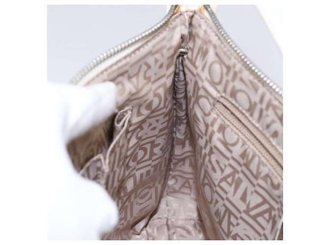 Borsa a Spalla Gancini in Pelle Bianca Argento Salvatore Ferragamo Auth 141105 Bianco - vista 21