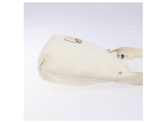 Borsa a Spalla Gancini in Pelle Bianca Argento Salvatore Ferragamo Auth 141105 Bianco - vista 3
