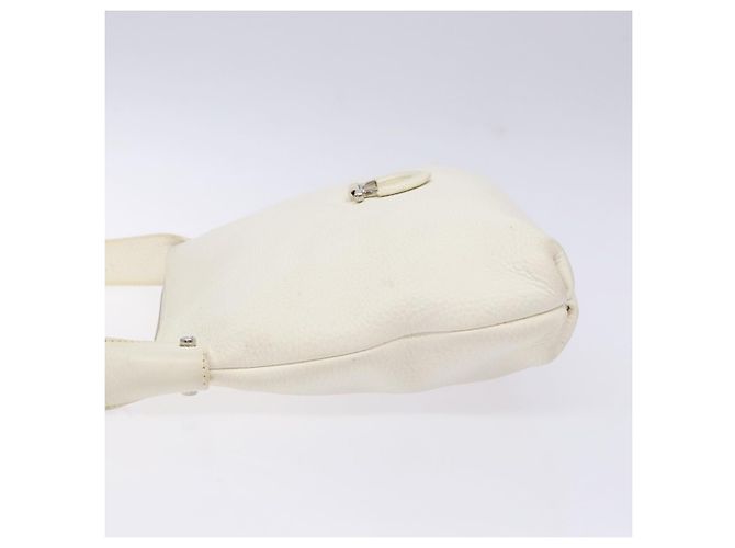 Borsa a Spalla Gancini in Pelle Bianca Argento Salvatore Ferragamo Auth 141105 Bianco - vista 4