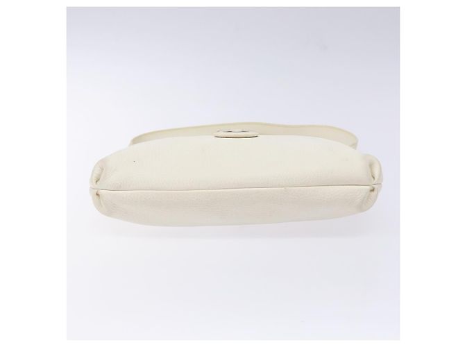 Borsa a Spalla Gancini in Pelle Bianca Argento Salvatore Ferragamo Auth 141105 Bianco - vista 5
