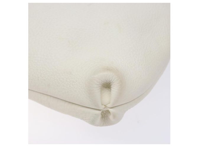 Borsa a Spalla Gancini in Pelle Bianca Argento Salvatore Ferragamo Auth 141105 Bianco - vista 8