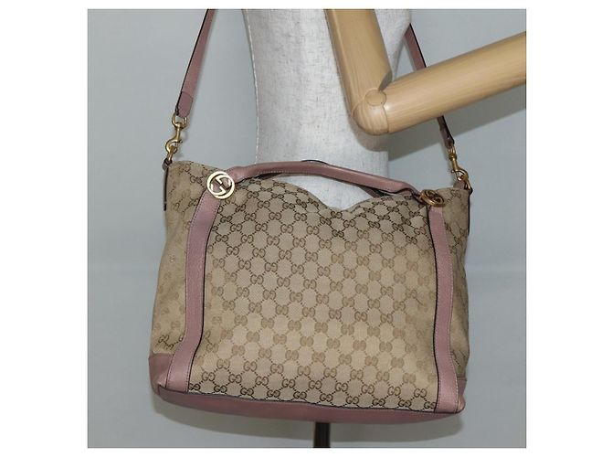 Gucci Borsa a mano GG Canvas 2way Beige Oro 323675 Auth BA5865 D'oro - vista 23