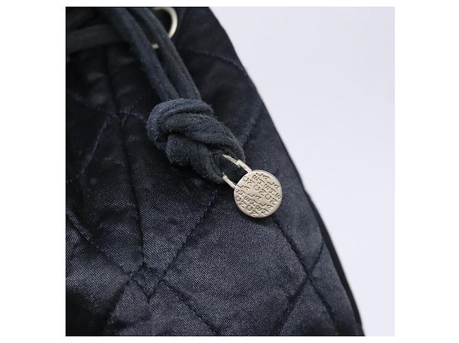 CHANEL Pouch Matelassé Satin Nero CC Auth 141547 - vista 10