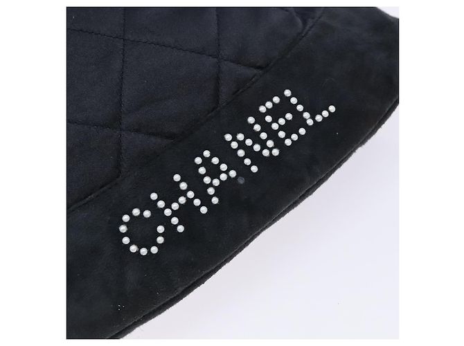 CHANEL Pouch Matelassé Satin Nero CC Auth 141547 - vista 17