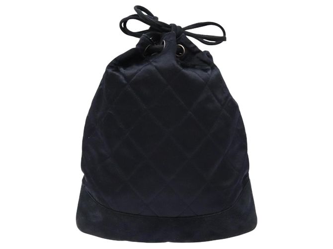 CHANEL Pouch Matelassé Satin Nero CC Auth 141547 - vista 2