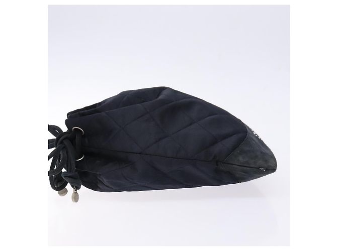 CHANEL Pouch Matelassé Satin Nero CC Auth 141547 - vista 4