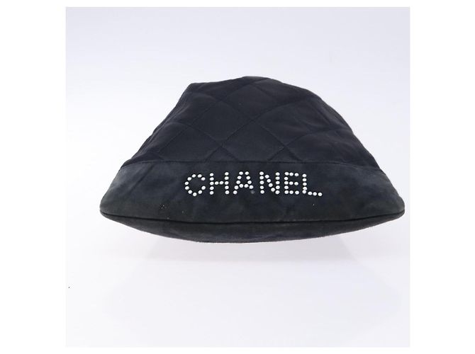 CHANEL Pouch Matelassé Satin Nero CC Auth 141547 - vista 6