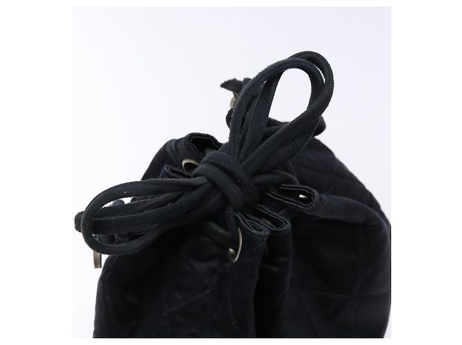 CHANEL Pouch Matelassé Satin Nero CC Auth 141547 - vista 9