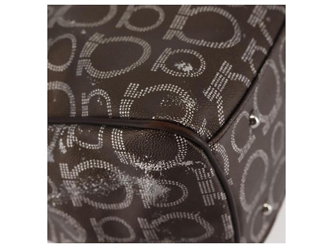 Borsa a Spalla Salvatore Ferragamo in Pelle PVC Marrone Scuro Argento Auth BA4805 - vista 15