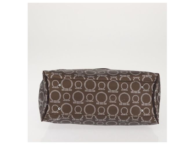 Borsa a Spalla Salvatore Ferragamo in Pelle PVC Marrone Scuro Argento Auth BA4805 - vista 5