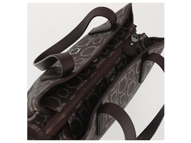 Borsa a Spalla Salvatore Ferragamo in Pelle PVC Marrone Scuro Argento Auth BA4805 - vista 6