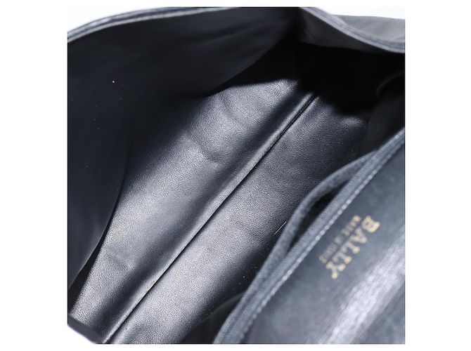 BALLY Bolsa de mão em couro preto e dourado Auth BA5593 - vista 11