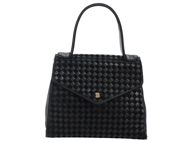 BALLY Bolsa de mão em couro preto e dourado Auth BA5593 - vista 13
