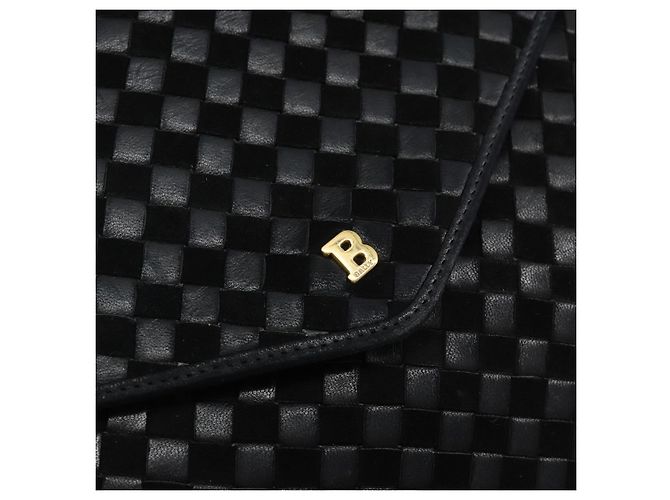 BALLY Bolsa de mão em couro preto e dourado Auth BA5593 - vista 17