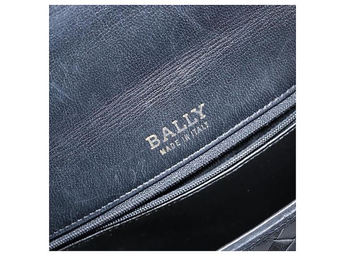 BALLY Bolsa de mão em couro preto e dourado Auth BA5593 - vista 18