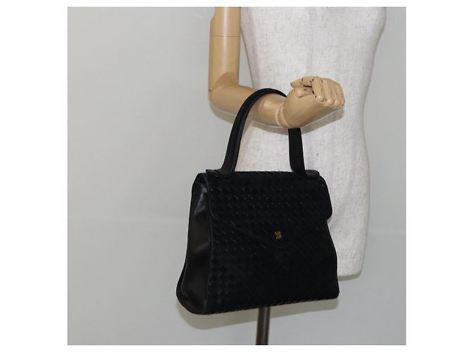 BALLY Bolsa de mão em couro preto e dourado Auth BA5593 - vista 21