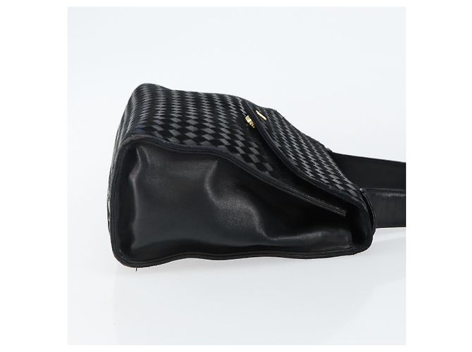 BALLY Bolsa de mão em couro preto e dourado Auth BA5593 - vista 3