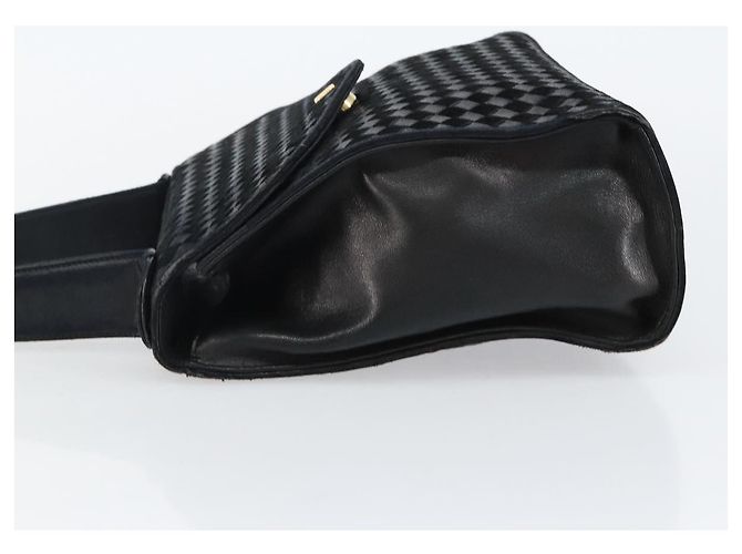 BALLY Bolsa de mão em couro preto e dourado Auth BA5593 - vista 4
