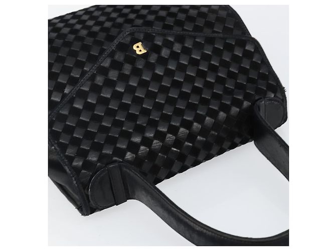 BALLY Bolsa de mão em couro preto e dourado Auth BA5593 - vista 6
